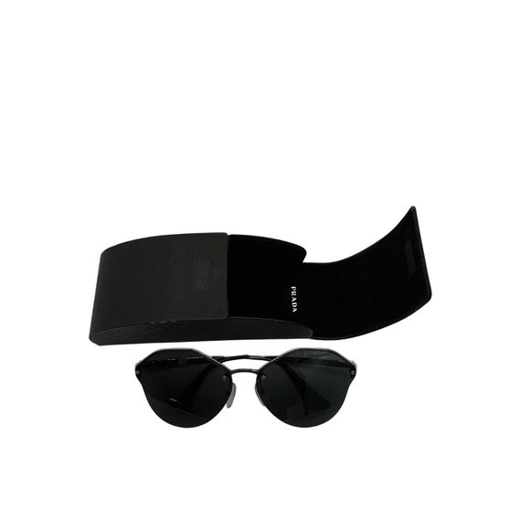 Prada 66mm Black Metal Butterfly Sunglasses Size OS - Picture 2 of 6